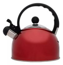 Chaleira Inox Vermelha Com Apito 2 Litros Mimo Style Bule Para Ferver Água Jarra Portátil Com Alça
