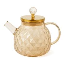 Chaleira Luxo Vidro Borossilicato Âmbar Bule com Tampa 1L Chaleira Luxo Vidro Borossilicato Âmbar Bule com Tampa 1L