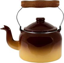 Chaleira Tradicional 16 Esmaltada Marrom degradê 1800 ml - Ewel - Linha Mãe Agata
