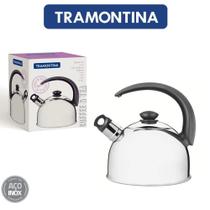 Chaleira tramontina com apito em aço inox cabo preto 2,1 l