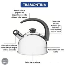 Chaleira tramontina com apito inox 2,1l 61483013