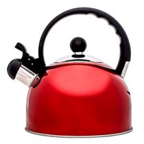 Chaleira Vermelha Aço Inox Apito Para Fogão Indução Gás Elétrico Ferve 2l - Mimo Style Chaleira Vermelha Aço Inox Apito Para Fogão Indução Gás Elétrico Ferve 2l - Mimo Style