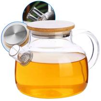 Chaleira Vidro Com Bico Coador Infusor de Chá Premium Cozinha 1L Tampa Hermética