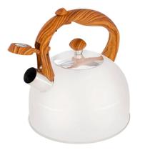 Chaleira Wood Bege Aço Inoxidável 2,5L Com Apito Alça Baquelite Madeira 7716 - Mor Chaleira Wood Bege Aço Inoxidável 2,5L Com Apito Alça Baquelite Madeira 7716 - Mor