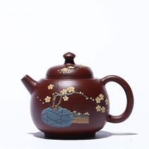 Chaleiras elétricas autênticos bules de argila roxa yixing minério cru zhu lama flor de ameixa bule de chá filtro doméstico beleza