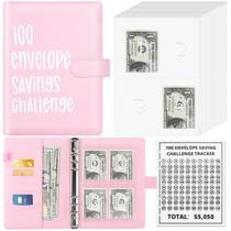 Challenge Binder Sooez 100 envelopes para economizar dinheiro A5 rosa