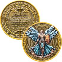 Challenge Coin Archangel Michael Protection com versículos da Bíblia