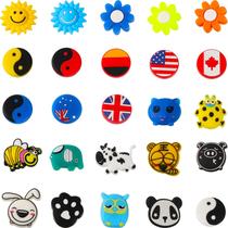 Chalyna 25 unidades de amortecedores de silicone para raquete de tênis com desenhos animados