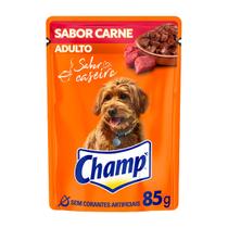 Champ Sachê Cães Adultos Sabor Carne 85g Alimento Úmido