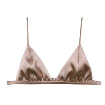 Champanhe feminino Bralette SilRiver com triângulo de seda acetinado