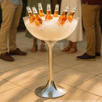 Champanheira Grande Taça Acrílico Base Alumínio Balde Gelo 33 Litros