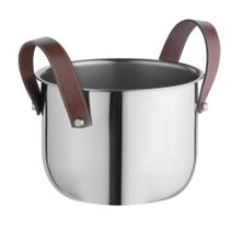 Champanheira Inox 12 Litros Grande Firenze Com Alças Couro Balde De Gelo Gigante Garrafa Champagne Espumante Festa Bar Drinks Recepção Casa