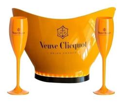 Champanheira Veuve Cliquot Com Led Espumante + 12 Taças