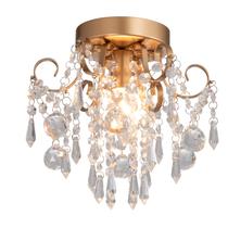 Chandelier Q&S Mini Crystal Ceiling Light Gold para quarto Chandelier Q&S Mini Crystal Ceiling Light Gold para quarto
