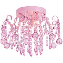 Chandelier Q&S Mini Crystal com 3 luzes para quarto de menina