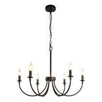 Chandelier Rviezza, 6 luzes, velas pretas, fazenda Chandelier Rviezza, 6 luzes, velas pretas, fazenda