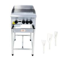Chapa Americana Profissional 45cm a Gás 18mm Lisa Inox com Pé CGP45 e Espátulas - Venâncio