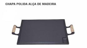 Chapa Bifeira Polida Com 30 X 40cm Com Alça De Madeira - Fundição Alfa