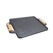 Chapa Bifeteira Dupla Face De Ferro Alça Madeira 23X28Cm. - Qualidade Garantida