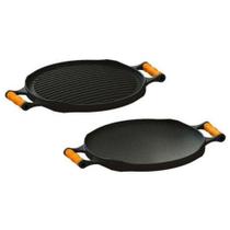 Chapa Bifeteira Redonda Dupla Face 2 em 1 Libaneza em Ferro Fundido - Ideal para Grelhados e Frituras Chapa Bifeteira Redonda Dupla Face 2 em 1 Libaneza em Ferro Fundido - Ideal para Grelhados e Frituras