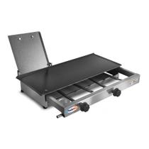 Chapa Chapeira De Lanche Hamburgueria Hot Dog 60x30 a Gás Inox Com Prensador Abafador