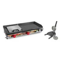 Chapa Chapeira De Lanches Hot Dog Porções Borda Alta 70x30 Profissional a Gás + Modelador De Hambúrguer 2 Discos Inox