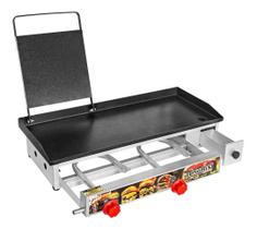 Chapa Chapeira De Lanches Porções Hamburguer Hot Dog 70x30cm Borda Alta Luxo Com Prensa