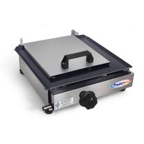 Chapa chapeira de lanches porções hot dog 30x30 a gás aço inox com prensa