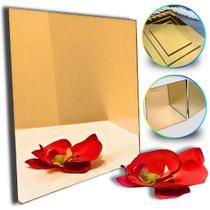 Chapa de Acrílico Espelhado Dourado 2mm 50x50cm 500x500mm Placa Premium Pureza 100 Por cento Virgem Puro Cast