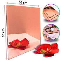 Chapa de Acrílico Espelhado Rosê 2mm 50x50cm 500x500mm Placa Premium Pureza 100 Por cento Virgem Puro Cast