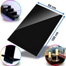 Chapa de Acrílico Preto Opaco Esp. 2mm 50x100cm 500x1000mm Placa Leitosa Brilhante Premium Pureza 100 Por cento Virgem Puro Cast
