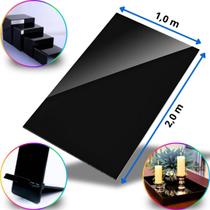 Chapa de Acrílico Preto Opaco Esp. 4mm 2x1m 1,0m x 2,0m Placa Leitosa Brilhante Premium Inteira Pureza 100 Por cento Virgem Puro Cast