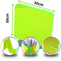 Chapa de Acrílico Verde Fluorescente 2mm 50x50cm 500x500mm Placa Transparente Premium Pureza 100 Por cento Virgem Puro Cast