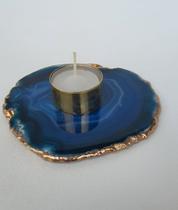 Chapa de Ágata Azul com Vela - Cristal Natural