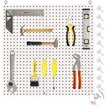 Chapa De Eucatex Perfurado Pegboard Painel 60x60 10 Ganchos