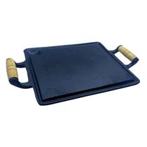 Chapa De Ferro Fundido Bifeteira 30x24 cm Com 2 Alças De Madeira