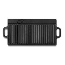 Chapa De Ferro Fundido Grill Reversível para Forno Fogão Churrasqueira Alta Durabilidade 51Cm X 23Cm Preto MTA - 8320