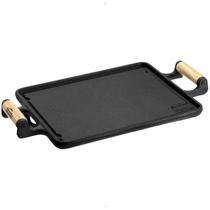 Chapa de Ferro Fundido Lisa Retangular 25x30cm com Alça de Madeira Panela Mineira Chapa de Ferro Fundido Lisa Retangular 25x30cm com Alça de Madeira Panela Mineira