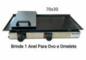 Chapa De Lanche Com Prensa 70x30 Inox A Gás 2 Bocas