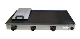 Chapa De Lanche Hot Dog Chapeira De Lanchonete 80x40 Com 3 Queimadores Com Prensa