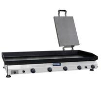 Chapa de Lanche Profissional Com Prensador Metvisa 1,4Metros a gás 6,35mm Espessura 5 Queimadores Gabinete Inox CFGP14