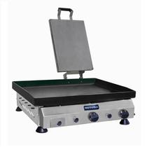 Chapa de Lanche Profissional Com Prensador Metvisa 60 Cm a gás 4,25mm Espessura 2 Queimadores Gabinete Inox CFGP06