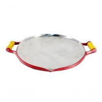 Chapa Disco Arado Alumínio Craqueada Alça Madeira Vermelha