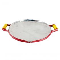 Chapa Disco Arado Alumínio Craqueada Alça Madeira Vermelho