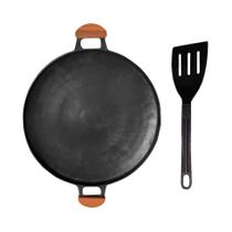 Chapa Disco de Arado Bifeira Antiaderente Alça Madeira 40cm
