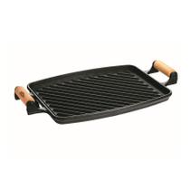 Chapa Grill Retangular Alça Madeira Panela Mineira 33x25cm