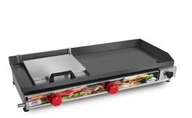 Chapa Lanches Chapeira Bifeteira 70x30 Queimador Duplo A Gás + Anel + Tecido Limpeza