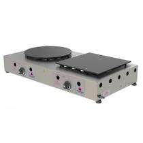 Chapa para Crepe Francês 1 Chapa Redonda e 1 Chapa Quadrada à Gás Inox PRKF-202G - Progás