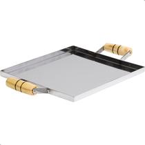 Chapa Para Fogão de Aço Inox Com Alça De Madeira Chapa Para Fogão de Aço Inox Com Alça De Madeira