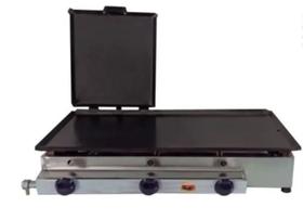 Chapa Para Lanches A Gás 74x34cm 3 Queimadores Com Prensa Linha Flash Ital Inox